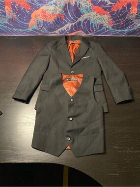 Boy’s Black Suit Jacket with Orange Lining